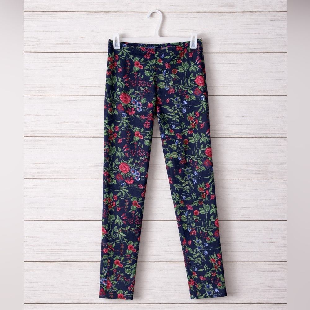 J. McLaughlin Women's Pants Size 8 Floral Cotton Stretch Skinny Blue